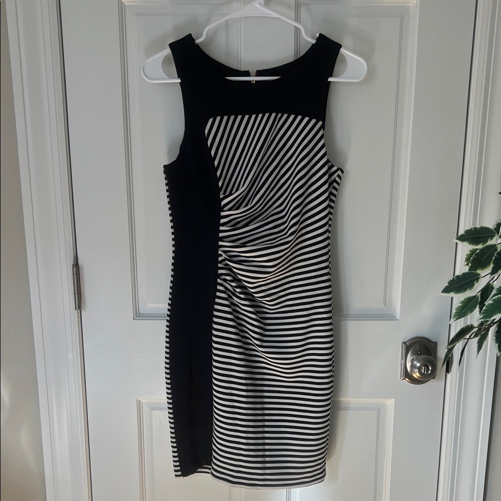 Guess Vintage Bodycon Black and White Striped Mini Dress